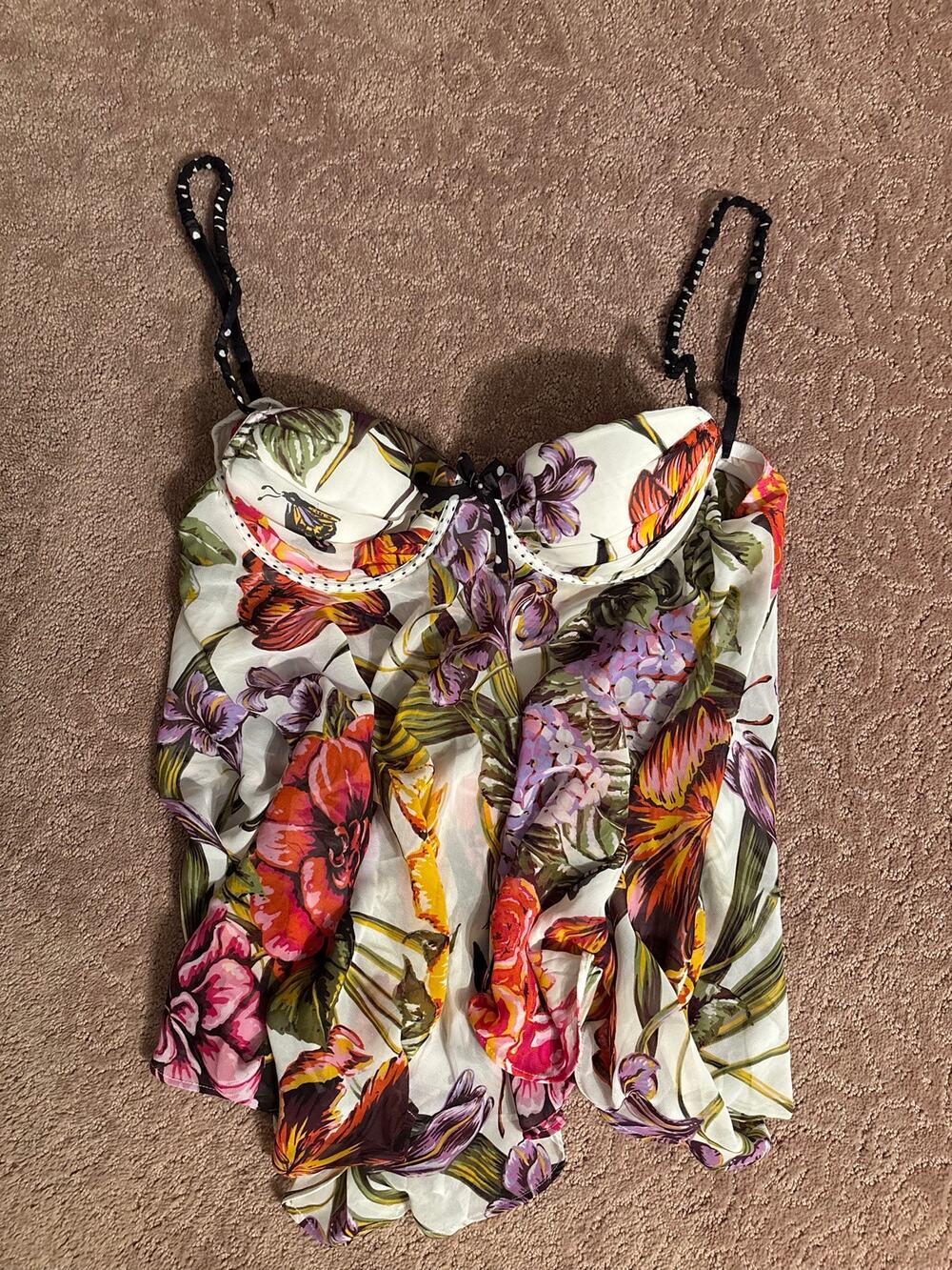 In Bloom By Jon Qui Cami Slip Medium Floral Print Padded Sheer Fairy